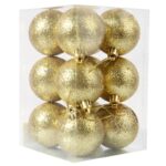 Komplet 12 Złotych Brokatowych Bombek Choinkowych, 6 cm - obrazek 2