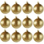 Komplet 12 Złotych Brokatowych Bombek Choinkowych, 6 cm - obrazek 3