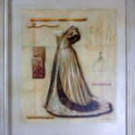 Obraz z kolekcji Suknie, kremowa suknia, efekt postarzania, 41x48 cm