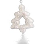 Ozdoba bożonarodzeniowa zawieszka CHOINKA Z PIÓRKAMI 30 cm BIAŁA - obrazek 2