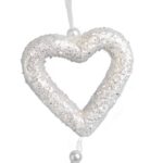 Ozdoba bożonarodzeniowa zawieszka SERCE Z PIÓRKAMI 30 cm BIAŁA - obrazek 2