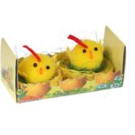 Zestaw Figurki Dekoracyjne Żółte Koguciki w Gniazdach 2 Sztuki, 6 cm - obrazek 2