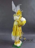 Żółty Zając z Sizalu z Jajkiem - Dekoracja Świąteczna, Średniej Wielkości - obrazek 2