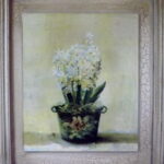 Postarzany Obraz Hiacyntów w Koszyczku