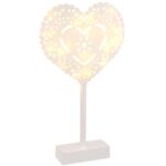 Białe Serce z Ażurowym Wzorem - Dekoracja świetlna LED na Baterie