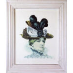 Postarzany Obraz Kobiety w Oliwkowym Kapeluszu 32 x 38 cm - Część Serii