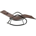 Leżak ogrodowy kompaktowy, bujany, brązowy z poduchą regulowaną - obrazek 2