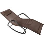 Leżak ogrodowy kompaktowy, bujany, brązowy z poduchą regulowaną - obrazek 3