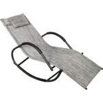 Leżak ogrodowy bujany kompaktowy, szary, regulowany z poduszką - obrazek 2