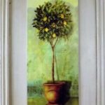 Prostokątny Obraz Drzewka Cytrusowego (Pomarańczowego) z Efektem Postarzania