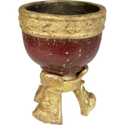 Duża Waza Bordowa ze Złotym Motywem i Ochronnymi Gumkami na Spodzie