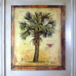 Postarzany Obraz Palmy o Wymiarach 46x56 cm - Część Dwuczęściowej Serii