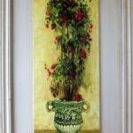 Kompozycja Kwiatów w Donicy 2 z Efektem Postarzania, Obraz 30 x 56 cm - Część 1 z 2 w Serii