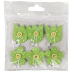 KWIATKI KLAMERKI DREWNIANE 6SZT 4CM WIELKANOC WIOSNA - obrazek 2