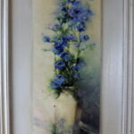 Obraz Postarzane Fiołki w Wazonie - 56 x 30 cm, Część Kolekcji Dwuczęściowej