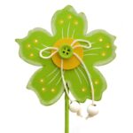 Zielony Kwiat na Drewnianym Piku Dekoracja Ogrodowa 28 cm - obrazek 2