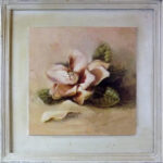 Obraz magnolii z efektem postarzania, lewa część z serii, 41x41 cm