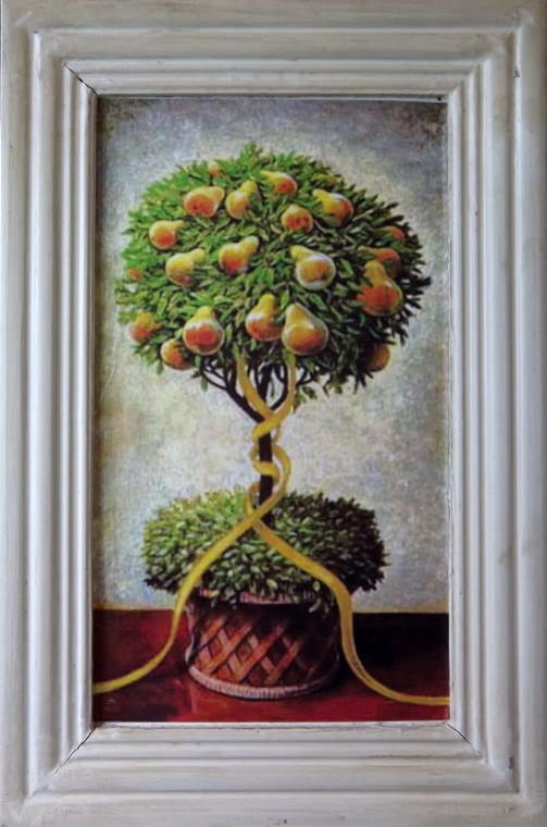 1669-2538 Postarzany Obraz Drzewka Gruszki z Serii - obrazek 1