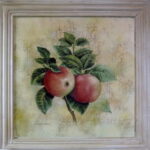 Obraz z Serii Gałązki Owocowe - Jabłka, Efekt Postarzania 41x41cm