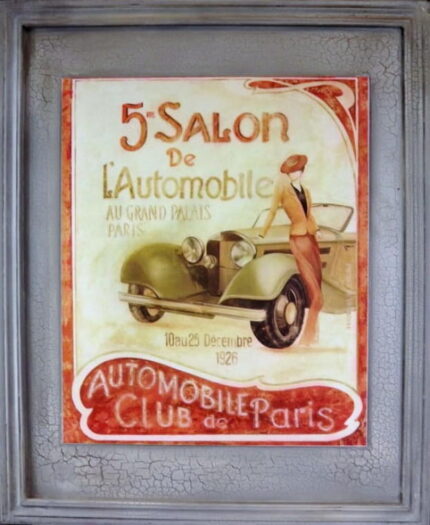 Obraz kobieta i samochód w kolorze czerwonym 46 x 56 cm