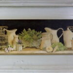 Postarzany Obraz z Dzbankami na Czarnym Tle 30 x 56 cm - Część Serii