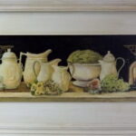 Postarzany Obraz z Dzbankami i Kwiatami 30 x 56 cm - Część Serii (1 z 2)