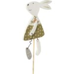 ZAJĄC  DREWNIANY NA PIKU WIELKANOC ZIELONY - obrazek 2