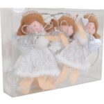 Komplet Trzech Srebrno-Białych Aniołków-Zawieszek w Boksie PVC - obrazek 3