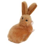 Pluszowy zając wielkanocny stojący dekoracja brązowa - 10 cm - obrazek 2