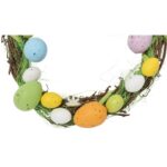 Wielkanocny wianek dekoracyjny z kolorowymi jajkami i haczykiem do zawieszenia - obrazek 2