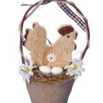KOGUT DREWNIANY W KOSZYCZKU STROIK WIELKANOCNY - obrazek 2