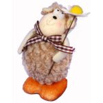 Figurka Wielkanocna Baranek Symboliczny z Kwiatkiem, 10cm, Kolor Brązowy