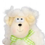 Wielkanocny Baranek dekoracyjny z Wełny z Zieloną Wstążką - 10cm - obrazek 2