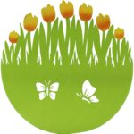 Zielona Serweta Filcowa z Motylkiem - Okrągła Podkładka Wielkanocna Ø35cm