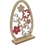 Drewniana Figurka Wielkanocna - Wysokie Jajko Dekoracyjne 24cm na Podstawce z Ażurowym Dekorem - obrazek 2