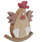 Dekoracyjna Drewniana Figurka Wielkanocnej Kury na Biegunie 15cm - obrazek 2