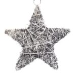 Świąteczna Gwiazda z Rattanu w Kolorze Srebrnym do Zawieszenia