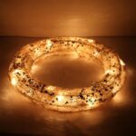 Kremowe Koło Dekoracyjne z Sizalu z Oświetleniem LED 38 cm do Zawieszenia - obrazek 2