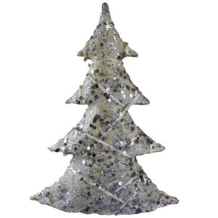 Choinka Dekoracyjna z Sizalu Kolor Kremowy z Srebrnymi Cekinami