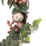 Wieniec świąteczny bogato zdobiony łososiowy z brokatem 50 cm - obrazek 2