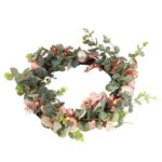 Wieniec świąteczny bogato zdobiony łososiowy z brokatem 50 cm - obrazek 3