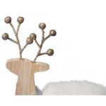 Figurka Świątecznego Renifera z Białym Futerkiem i Złotymi Rogami 20 cm - obrazek 2