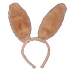Opaska na Głowę z Uszami Zająca z Brązowego Futra - 30 cm - obrazek 2
