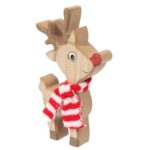 Drewniana Figurka Świątecznego Renifera w Szaliku 15 cm - obrazek 2