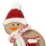 Bałwan Narciarz Figurka Drewniana z Szalikiem 13cm - Ozdoba Świąteczna - obrazek 3