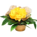 STROIK NAGROBNY Z PIWONIĄ I RÓŻAMI ŻÓŁTY - obrazek 2