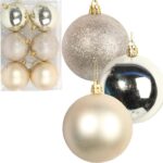 Srebrne Bombki Plastikowe 7 cm - Zestaw 6 Sztuk