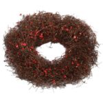 Bożonarodzeniowy Wianek Świąteczny z Brązowej Faszy Rattanowej z Cekinami 35 cm - obrazek 3