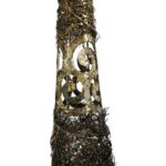 Choinka Stożkowa z Rattanu i Metalu 80cm - Brązowo-Złota Dekoracja Świąteczna - obrazek 2