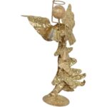 ANIOŁ Z TRĄBKĄ 26CM METALOPLASTYKA ZŁOCONA - obrazek 2